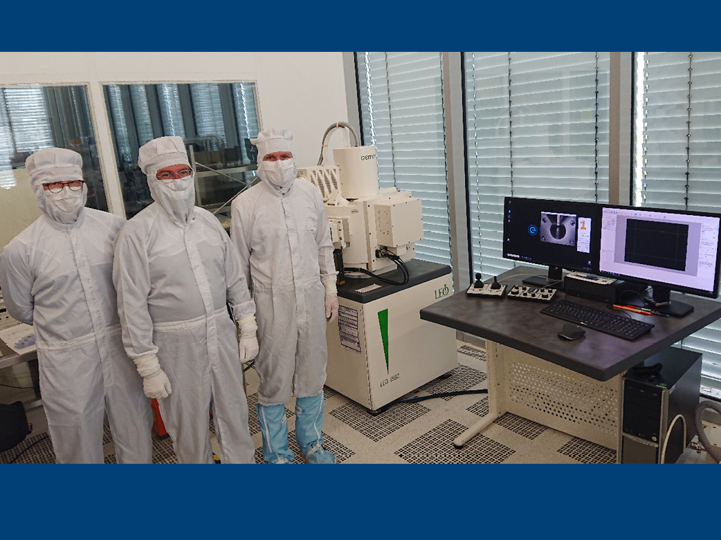 Markus Greul (IMS), Bernd Leibold (IMS) Uwe Graul (point electronic GmbH) at the installation of the SEM modernization